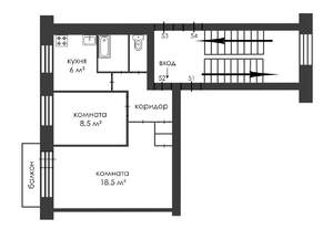 2-к квартира, вторичка, 42м2, 2/5 этаж