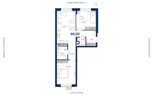 2-к квартира, вторичка, 68м2, 3/6 этаж