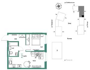 2-к квартира, строящийся дом, 37м2, 8/24 этаж