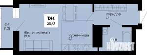 Студия квартира, строящийся дом, 29м2, 16/25 этаж