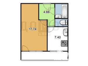 1-к квартира, вторичка, 34м2, 9/12 этаж