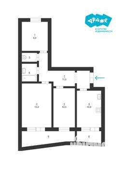 3-к квартира, вторичка, 62м2, 12/12 этаж