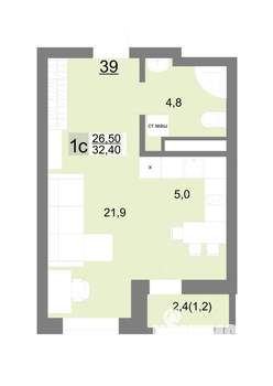 Студия квартира, вторичка, 33м2, 8/26 этаж