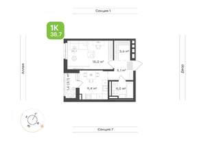 1-к квартира, вторичка, 39м2, 9/17 этаж