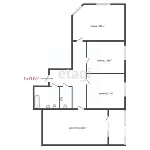 3-к квартира, вторичка, 84м2, 11/12 этаж