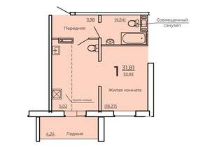 1-к квартира, строящийся дом, 34м2, 1/10 этаж