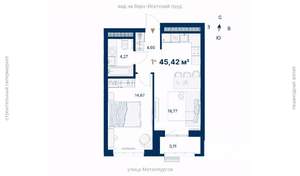 1-к квартира, вторичка, 45м2, 6/31 этаж