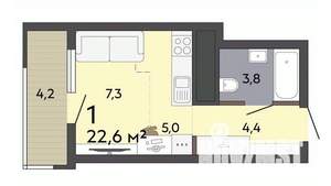 Студия квартира, строящийся дом, 23м2, 8/19 этаж