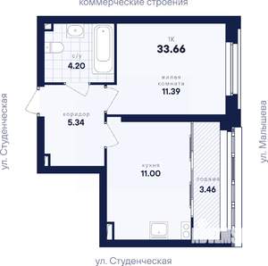 1-к квартира, вторичка, 34м2, 12/31 этаж