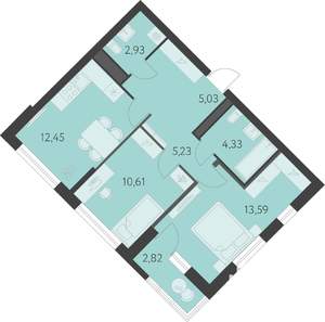 2-к квартира, вторичка, 56м2, 6/16 этаж