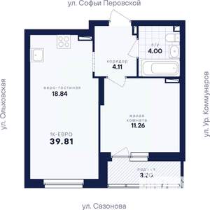 1-к квартира, вторичка, 40м2, 3/17 этаж