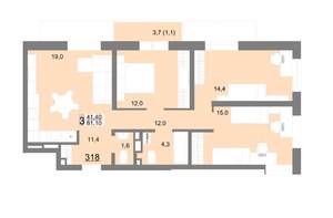 3-к квартира, вторичка, 79м2, 14/18 этаж
