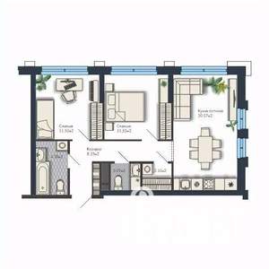 2-к квартира, вторичка, 60м2, 15/25 этаж