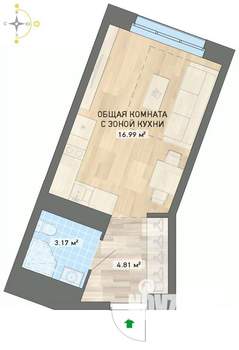 Студия квартира, вторичка, 25м2, 24/26 этаж