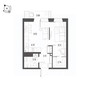 1-к квартира, строящийся дом, 34м2, 22/22 этаж