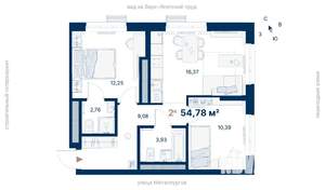 2-к квартира, вторичка, 55м2, 22/31 этаж