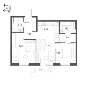 3-к квартира, вторичка, 60м2, 21/22 этаж