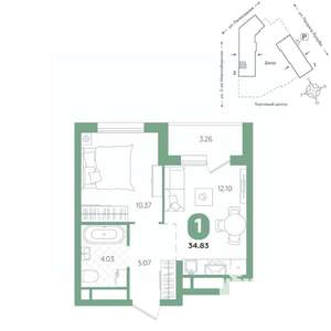 1-к квартира, вторичка, 35м2, 3/24 этаж