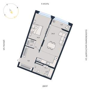 1-к квартира, вторичка, 58м2, 11/16 этаж