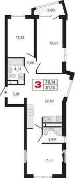 3-к квартира, вторичка, 80м2, 20/31 этаж