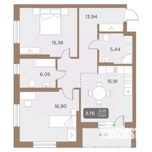 3-к квартира, вторичка, 76м2, 15/24 этаж