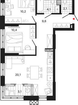 2-к квартира, вторичка, 60м2, 4/15 этаж