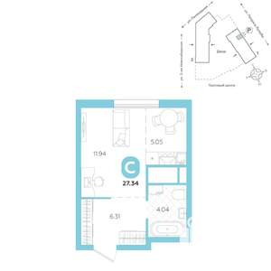 Студия квартира, вторичка, 27м2, 3/24 этаж