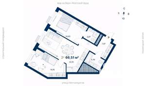 2-к квартира, вторичка, 67м2, 17/31 этаж