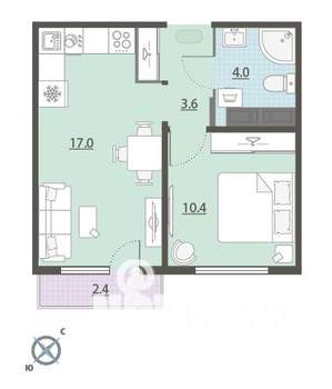 1-к квартира, вторичка, 36м2, 19/24 этаж