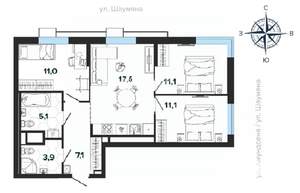 3-к квартира, вторичка, 66м2, 27/31 этаж