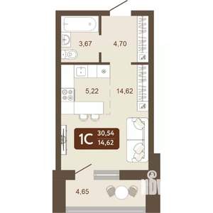 1-к квартира, вторичка, 31м2, 16/24 этаж