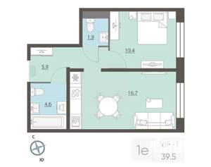 1-к квартира, вторичка, 40м2, 4/25 этаж