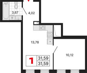 1-к квартира, вторичка, 32м2, 21/25 этаж