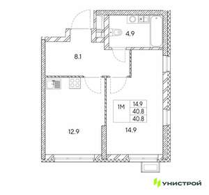 1-к квартира, вторичка, 41м2, 16/30 этаж