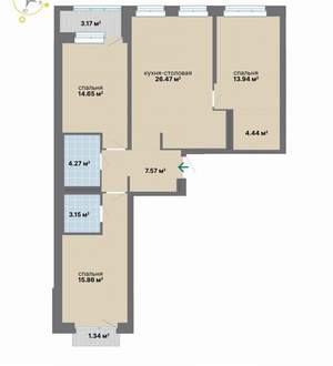 3-к квартира, вторичка, 95м2, 7/24 этаж