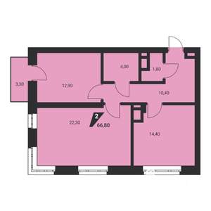 2-к квартира, вторичка, 67м2, 4/25 этаж