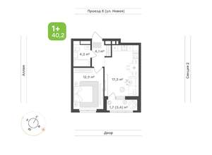 1-к квартира, вторичка, 40м2, 15/17 этаж