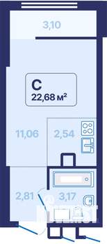 Студия квартира, вторичка, 23м2, 13/27 этаж