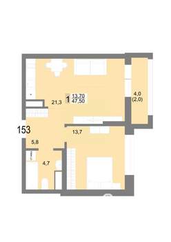 1-к квартира, вторичка, 48м2, 24/25 этаж