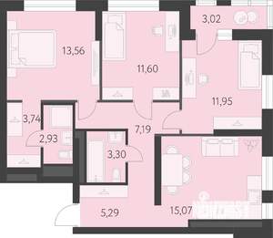 3-к квартира, вторичка, 76м2, 10/16 этаж