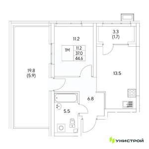 1-к квартира, вторичка, 45м2, 11/31 этаж