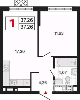 1-к квартира, вторичка, 37м2, 4/30 этаж