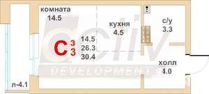 1-к квартира, вторичка, 26м2, 2/16 этаж