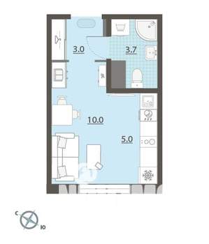 Студия квартира, вторичка, 22м2, 4/15 этаж