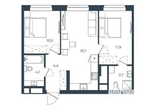 2-к квартира, вторичка, 53м2, 6/25 этаж