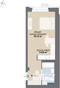 1-к квартира, вторичка, 34м2, 3/25 этаж