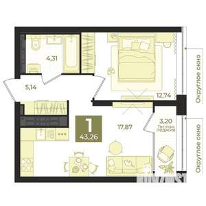 1-к квартира, вторичка, 43м2, 27/29 этаж