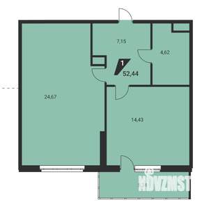 2-к квартира, вторичка, 52м2, 20/25 этаж