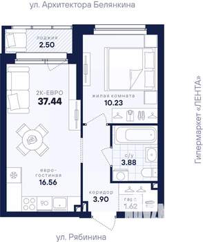 1-к квартира, вторичка, 37м2, 9/26 этаж