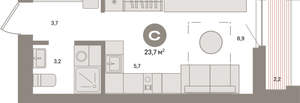 Студия квартира, вторичка, 24м2, 4/16 этаж